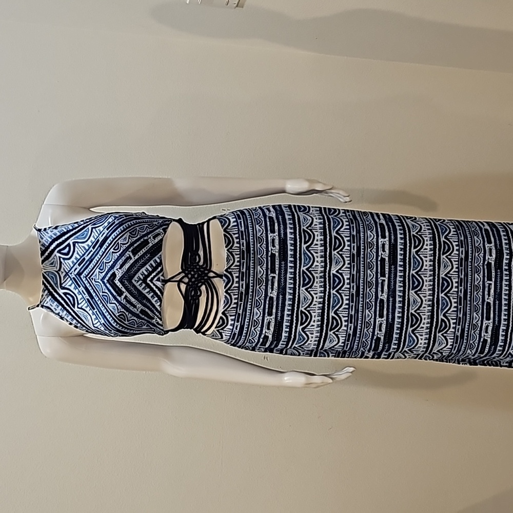 Nanette Lepore Santorini Halter Cover-Up Dress, Size M blue white
